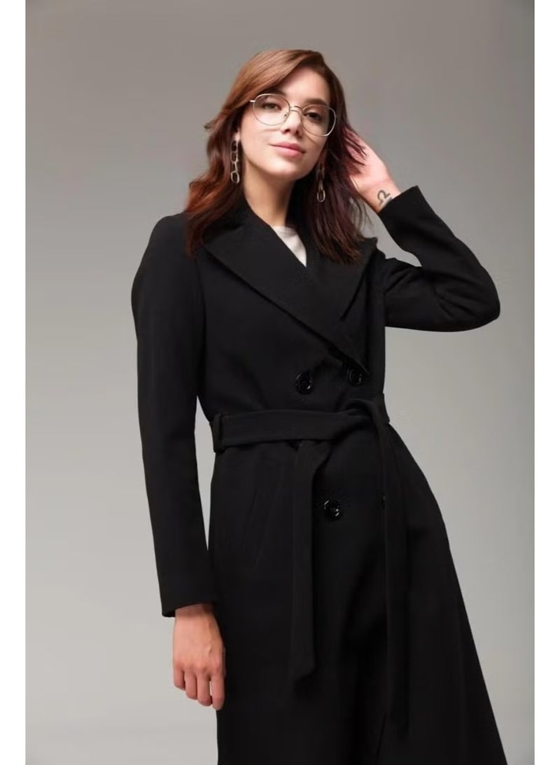 Barbora Full Length Waist Belted Cashmere Coat - Image 5