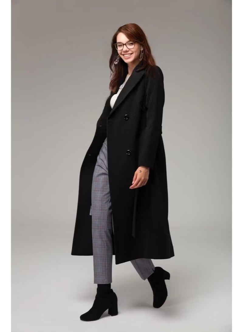 Barbora Full Length Waist Belted Cashmere Coat - Image 2