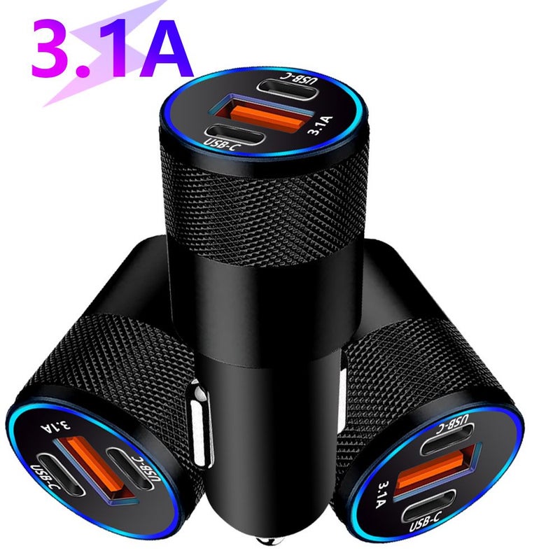 شاحن سيارة 3.1 أمبير USB PD نوع C سريع الشحن لهاتف محول أسود - Image 2