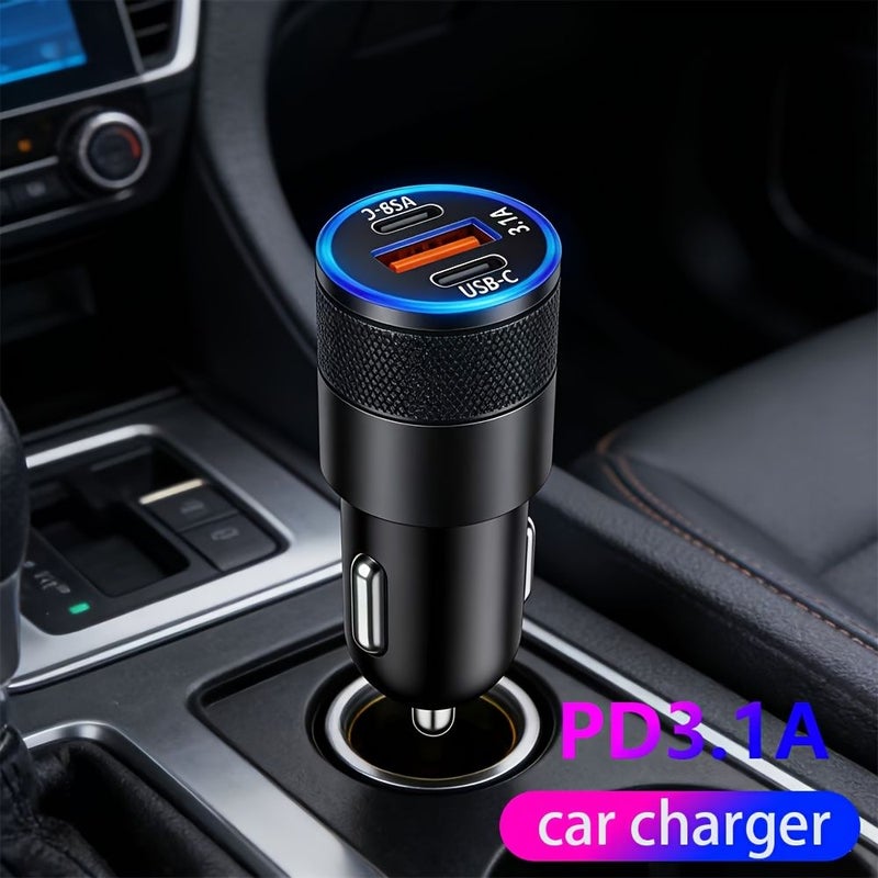 شاحن سيارة 3.1 أمبير USB PD نوع C سريع الشحن لهاتف محول أسود - Image 5