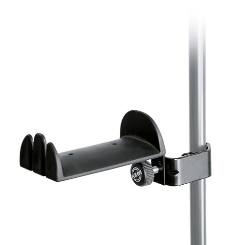 KM K&M Konig & Meyer 16080.000.55 Headphone Clamp-On Tube Holder | Protective Rubber Padded Arm | Slip-Resistant | Steel Design | Headset Accessory w/ Earbud / Headphone Jack Cable Rack | German Made - Image 1