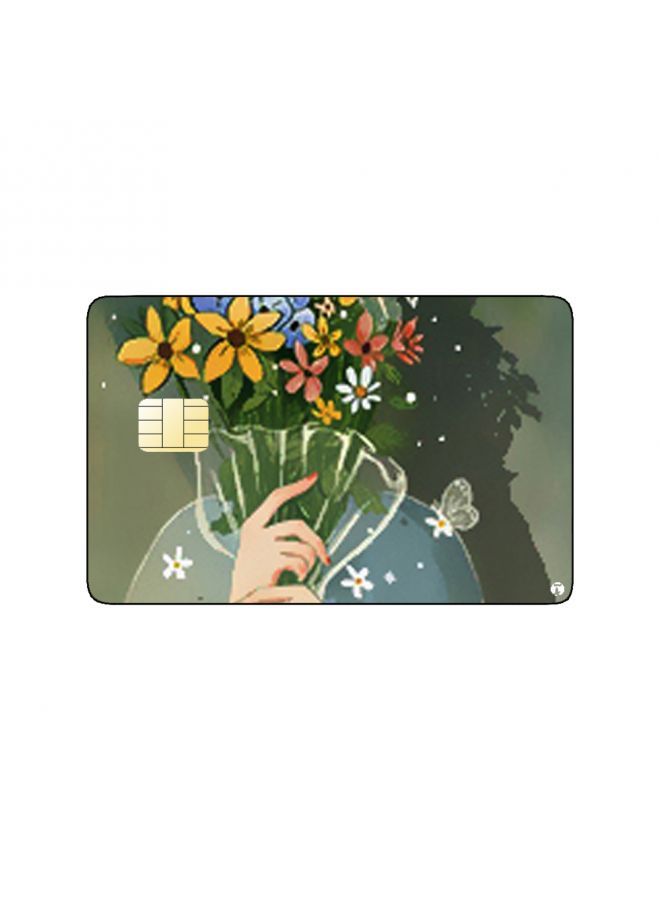 RKN PRINTED BANK CARD STICKER Cute Girl Draiwng With Roses - Image 2