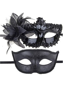 Couples Mardi Gras Venetian Masquerade Masks Set Side flower Mask and Painted Pattern Half Face Dress Up Mask Party Costume Accessory Black - pzsku/Z0FE5BE2A6C7C2F4299CBZ/45/_/1701678178/19e895d4-c22b-4da1-9279-77d996f78980