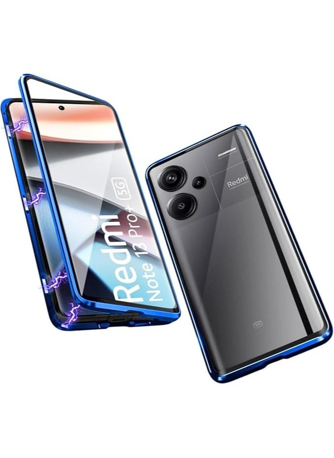 Generic Case Compatible with Redmi Note 13 Pro Plus 5G, Magnetic Body Metal Frame Thin Double Sided Clear Tempered Glass Shockproof with Camera Protection Cover 