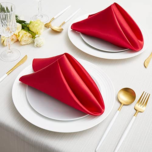Counfeisly 100 Pack Square Satin Dinner Napkins, 20x20 Inches Silky Soft Smooth Table Cloth Napkins for Restaurant Weddings Banquet Party Decoration, Red - Image 2