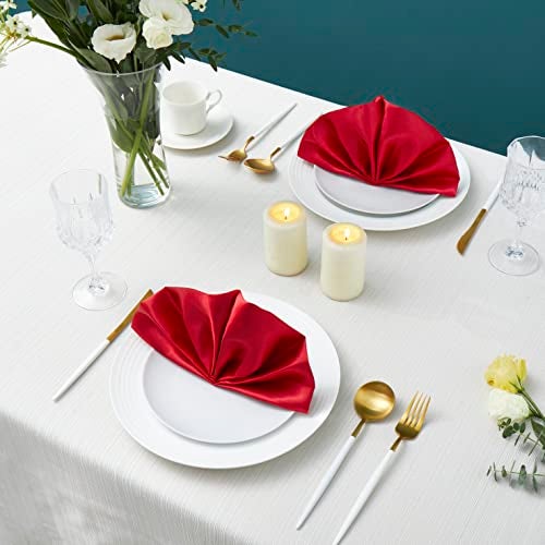 Counfeisly 100 Pack Square Satin Dinner Napkins, 20x20 Inches Silky Soft Smooth Table Cloth Napkins for Restaurant Weddings Banquet Party Decoration, Red - Image 5