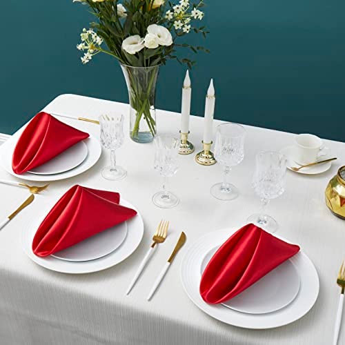 Counfeisly 100 Pack Square Satin Dinner Napkins, 20x20 Inches Silky Soft Smooth Table Cloth Napkins for Restaurant Weddings Banquet Party Decoration, Red - Image 3