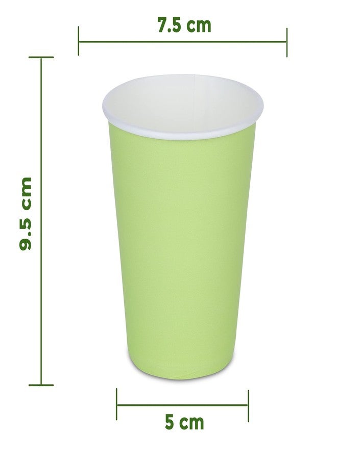 e kysa basics Paper Disposable Tea/Coffee Cups, Set of 50 pcs, 250 ml - Light Green - Image 2
