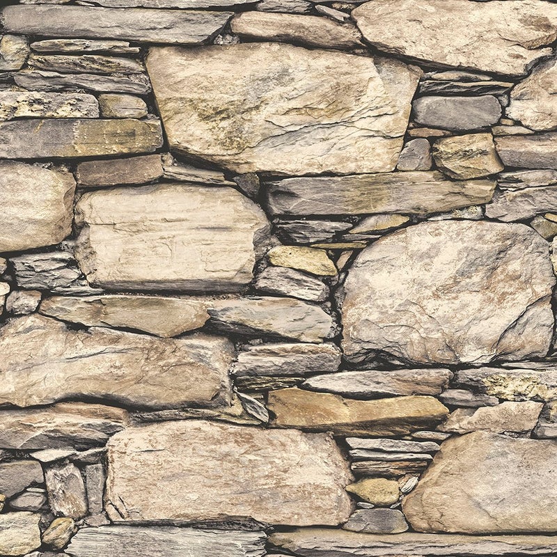 NuWallpaper NU2065 Hadrian Stone Wall Peel  Stick Wallpaper Brown