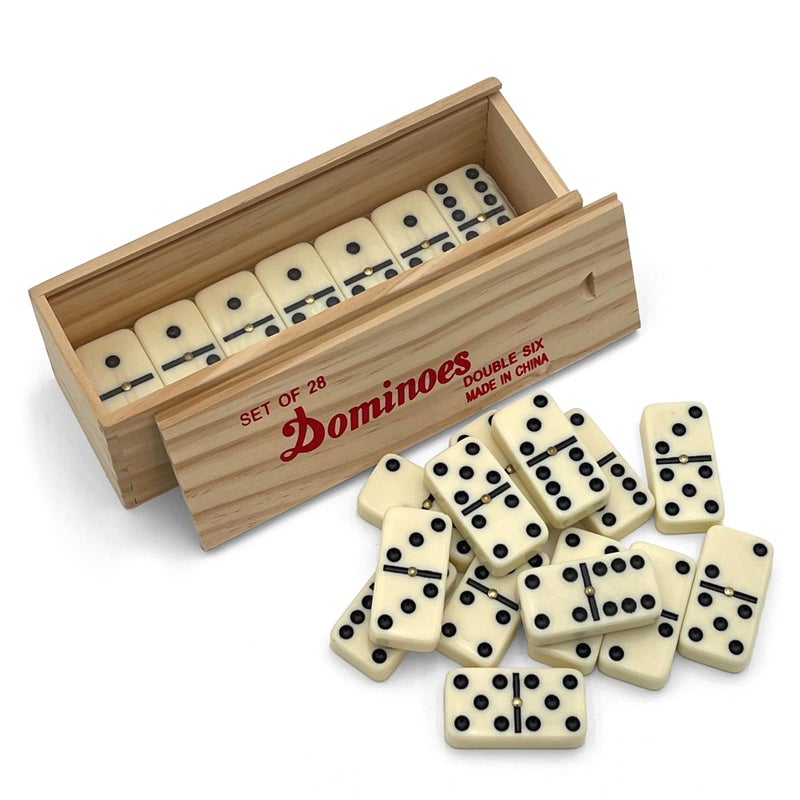 CHH Double 6 Jumbo Size Faux Tiles with Spinner in Wooden Box Cream - Image 2