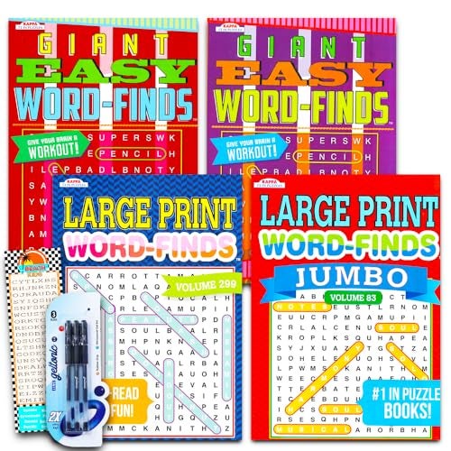 Bendon Word Find Puzzle Books for Adults Seniors Set of 4 Jumbo Word Search Books with Large Print Over 380 Pages Total with Bookmark - Image 1