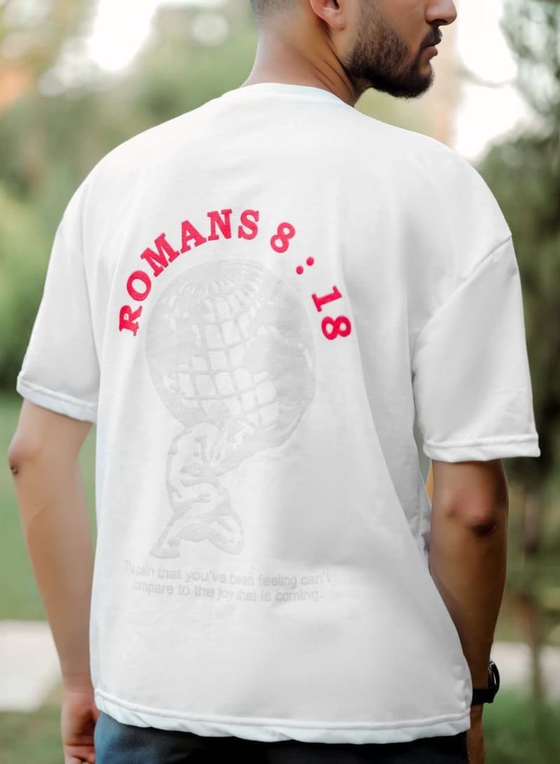 Romans 8:18 Oversized T-shirt, Summer Melton fabric, anti-pilling and anti-shrink, soft and light texture