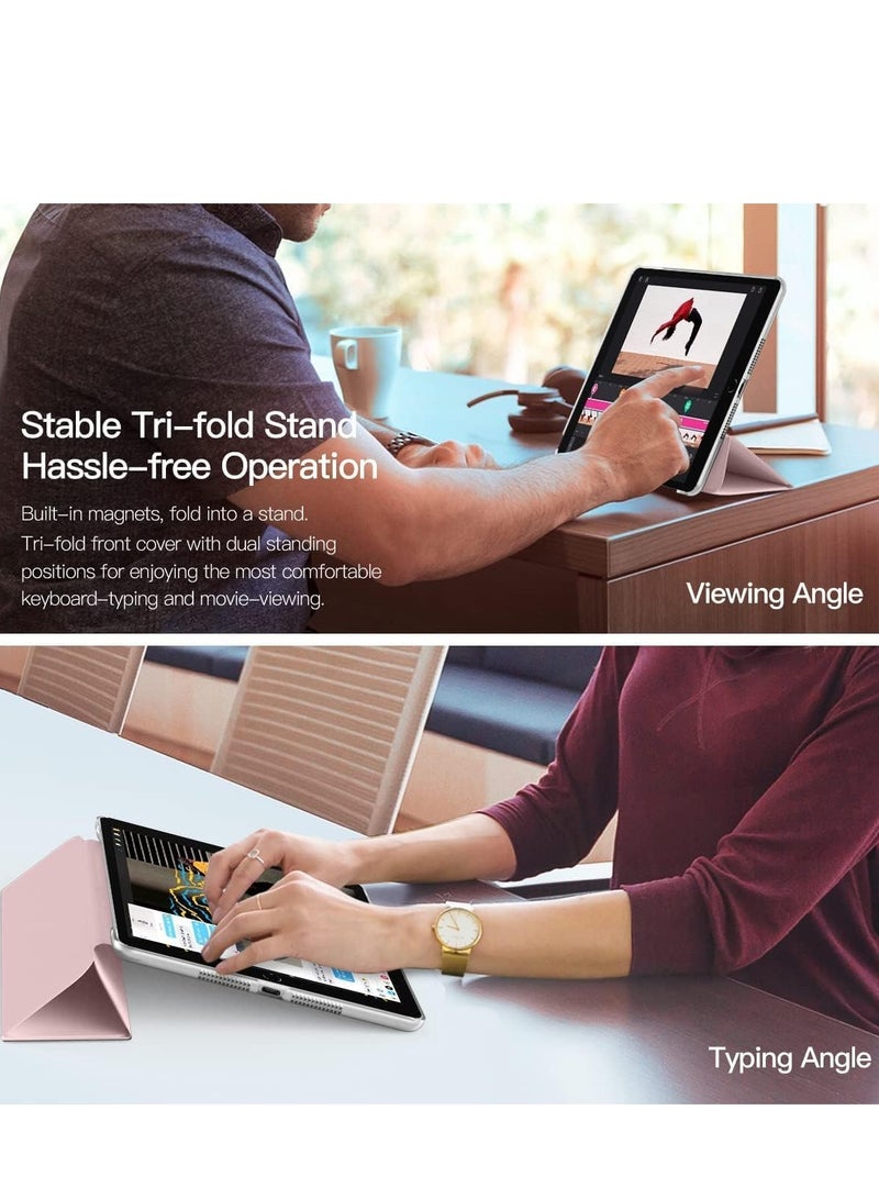 ELTRAZONE حافظة آيباد 10.2 - متوافقة مع الجيل التاسع (2021)، الجيل الثامن (2020)، الجيل السابع (2019) - غلاف ذكي شفاف رقيق من مادة PC الصلبة مع حامل - وردي فاتح - Image 4