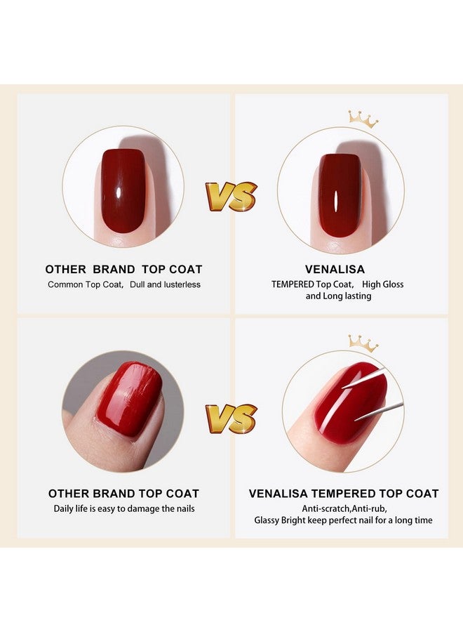 V VENALISA Venalisa 2 Pcs No Wipe Tempered Gel Top Coat And Base Coat Set Gel Nail Polish Soak Off Uv Led Nail Gel Polish Nail Art Starter Manicure Salon Diy At Home  - Image 3