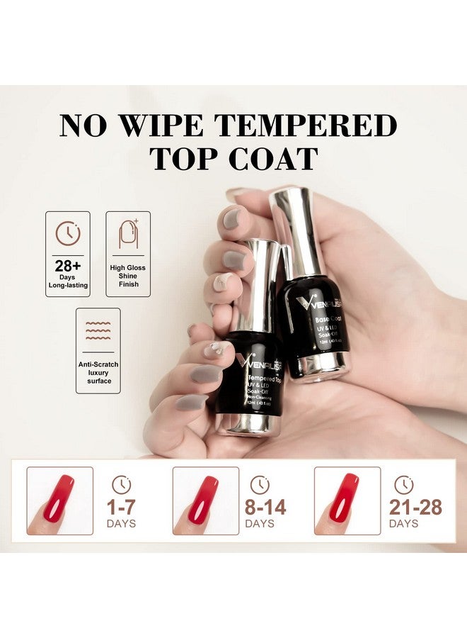 V VENALISA Venalisa 2 Pcs No Wipe Tempered Gel Top Coat And Base Coat Set Gel Nail Polish Soak Off Uv Led Nail Gel Polish Nail Art Starter Manicure Salon Diy At Home  - Image 4
