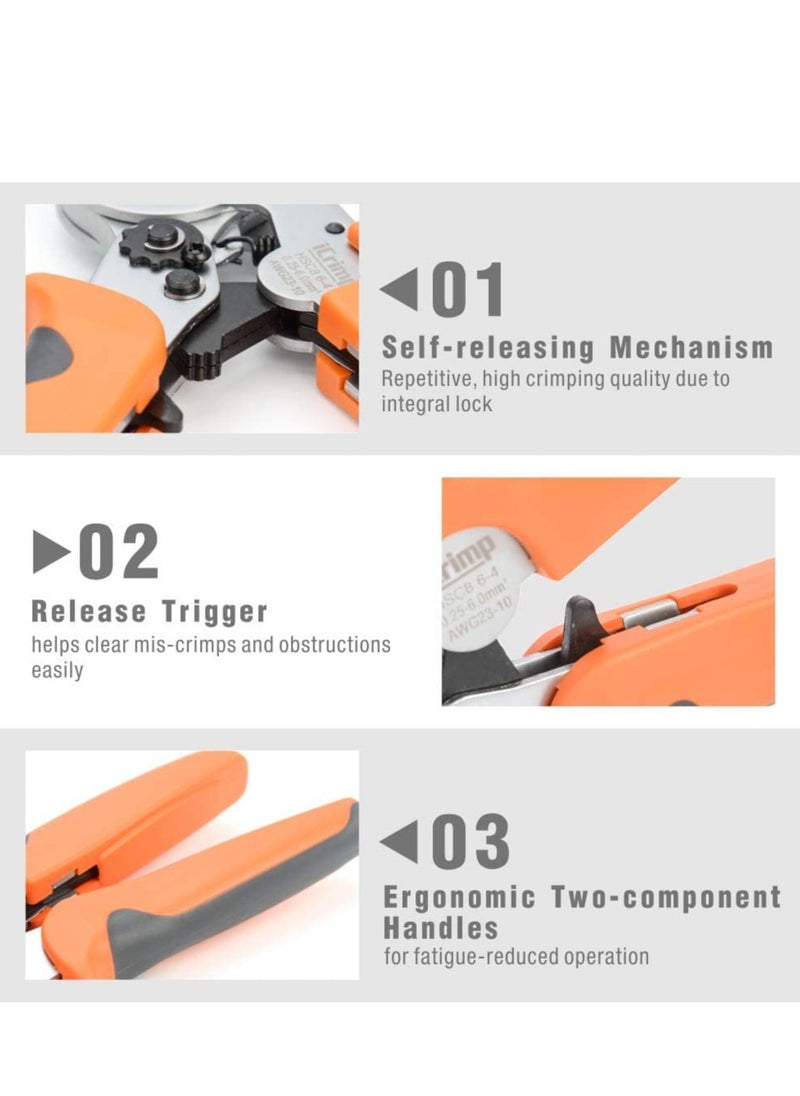 Excefore - Wire Ferrule Crimping Tool, Square Self-Adjustable, for AWG23-10 Bootlace End-Sleeves Ferrule, Ratcheting Wire Crimping Plier - Image 1