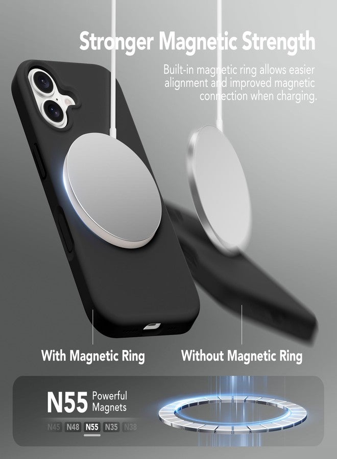 GONEZ Magnetic for iPhone 17 Case, Compatible with MagSafe, [Screen Protector + Camera Lens Protector], Liquid Silicone Anti-Scratch Shockproof Protective Phone Case, Black - Image 3