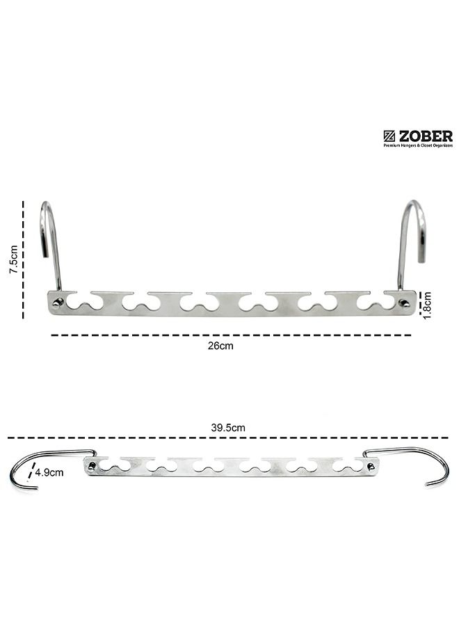 ZOBER Magic Hook Hangers Wonder Metal Hangers Space Saving, Hanger Organizer, Chrome Metal Hooks Suitable with All kind of Hangers (2 Pack, Metal (Silver)) - Image 3
