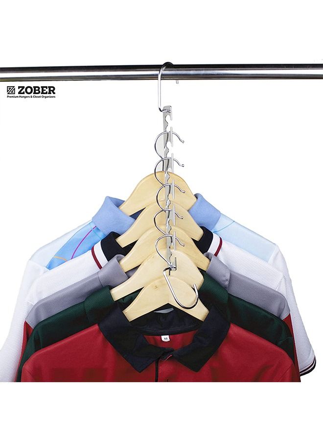 ZOBER Magic Hook Hangers Wonder Metal Hangers Space Saving, Hanger Organizer, Chrome Metal Hooks Suitable with All kind of Hangers (2 Pack, Metal (Silver)) - Image 4