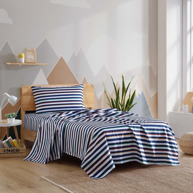 Eddie Bauer Kids - Twin XL Sheets  Stain Resistant Kids Bedding  Ideal for Toddler Bedding Set (Stripes Game Blue  Twin XL) - Image 2