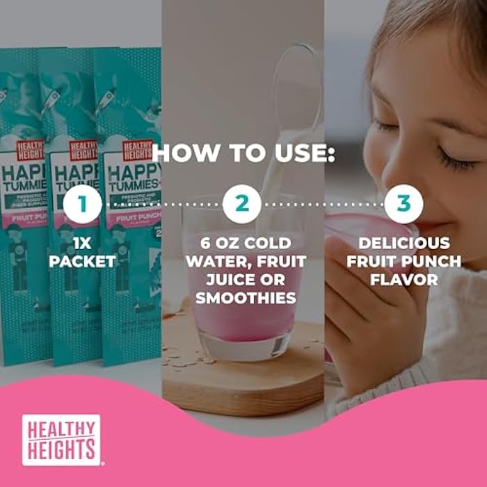 Healthy Heights مكمل الألياف البريبايوتيك والبروبيوتيك للأطفال من هيلثي هايتس - بطعم فواكه البونش، خالي من السكر، 15 حصة - Image 5