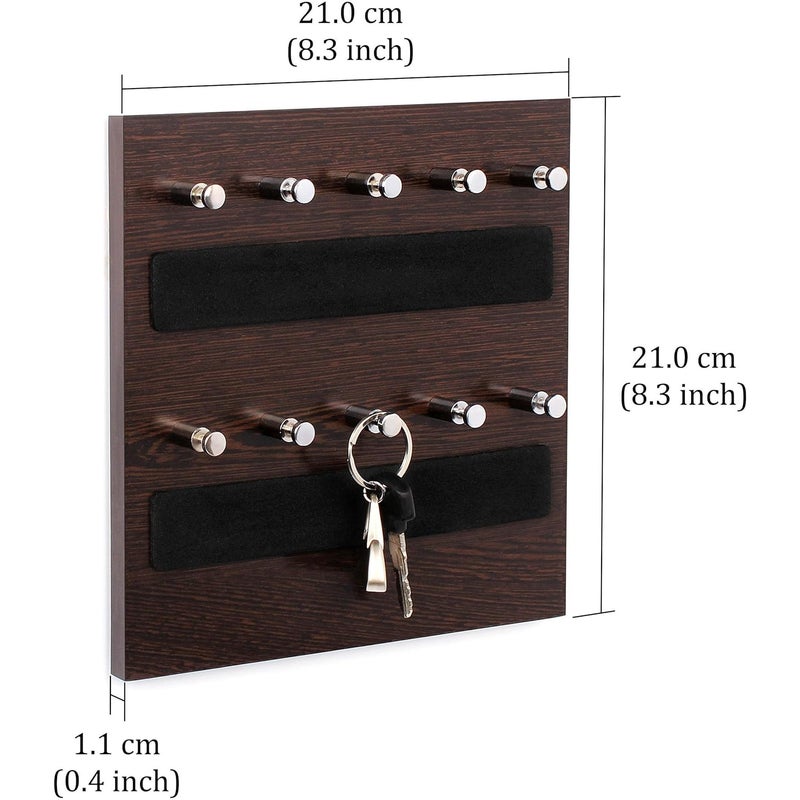 BLUEWUD Skywood Engineered Wood Wall Mounted Decor Key Holder Hanger with 10 Hooks for Living Room Home Furniture (Key Hooks- for 10 Keys) (Wenge) - Image 4