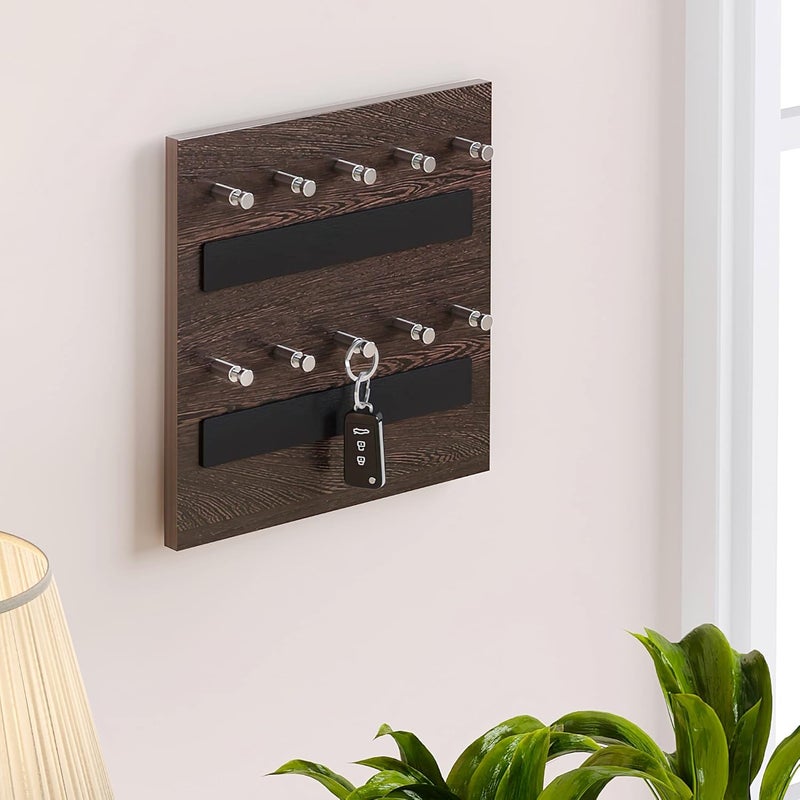 BLUEWUD Skywood Engineered Wood Wall Mounted Decor Key Holder Hanger with 10 Hooks for Living Room Home Furniture (Key Hooks- for 10 Keys) (Wenge) - Image 3