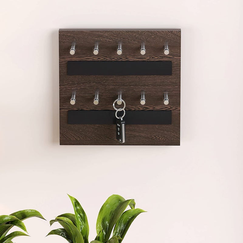 BLUEWUD Skywood Engineered Wood Wall Mounted Decor Key Holder Hanger with 10 Hooks for Living Room Home Furniture (Key Hooks- for 10 Keys) (Wenge) - Image 2