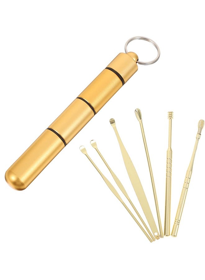 Generic 1 Set Ear Pick Tool Cleaning Artifact Multifunction Stainless Steel Travel(Golden)  - Image 4