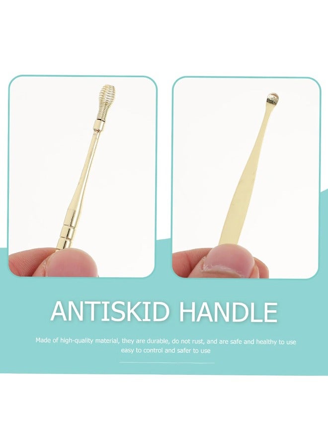 Generic 1 Set Ear Pick Tool Cleaning Artifact Multifunction Stainless Steel Travel(Golden)  - Image 3