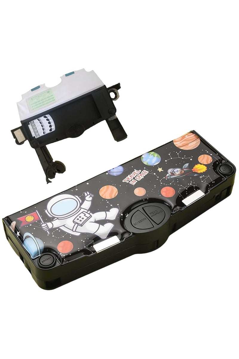 39-piece school supplies set (Multifunctional 6-piece pencil case + 12 felt-tip pens + 12 wooden pens + 12 astronaut gel pens + astronaut pencil + children's sticker card with fan) - Image 3