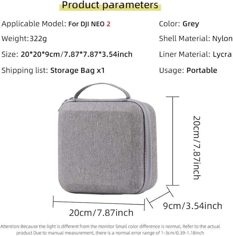 Grey Hard Shell Waterproof Travel Case Compatible with DJI NEO 2 with Accessory Compartment - Image 3