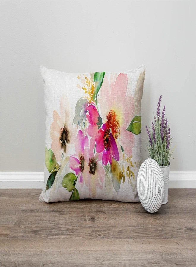 Solekla 12x20 Inches Pillow Covers Rustic Farmhouse Decor Beautiful Watercolor Flower Pillowcases Cotton Linen Pink Floral Throw Pillow Case Cushion Cover for Sofa Couch Bedroom - Image 4