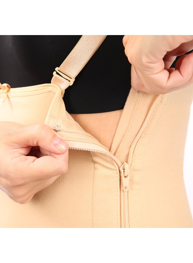 Sedra Shapely Women's full body shaper with straps for tummy control, waist shaping, and bust support; shapewear with medium to high compression and a front zipper; comfortable, discreet design under clothing; beige - Image 2
