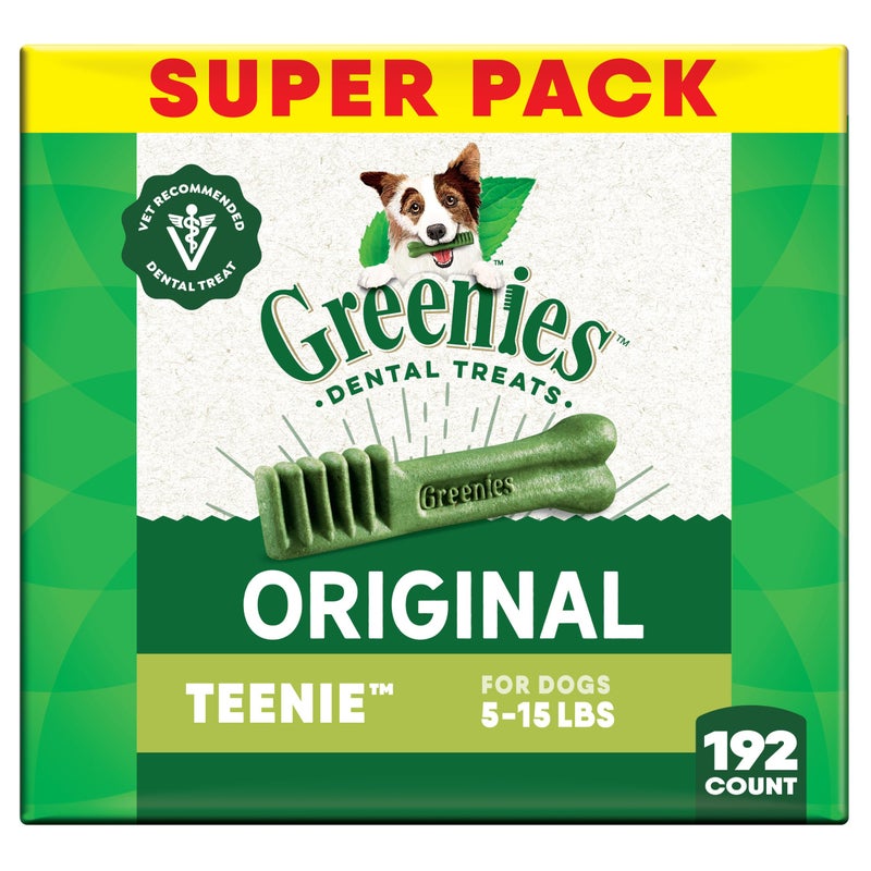 Greenies Veterinarian-Recommended Natural Dental Dog Treats Teenie Size, Original Flavor, 54 oz. Pack, 192 Count - Image 1