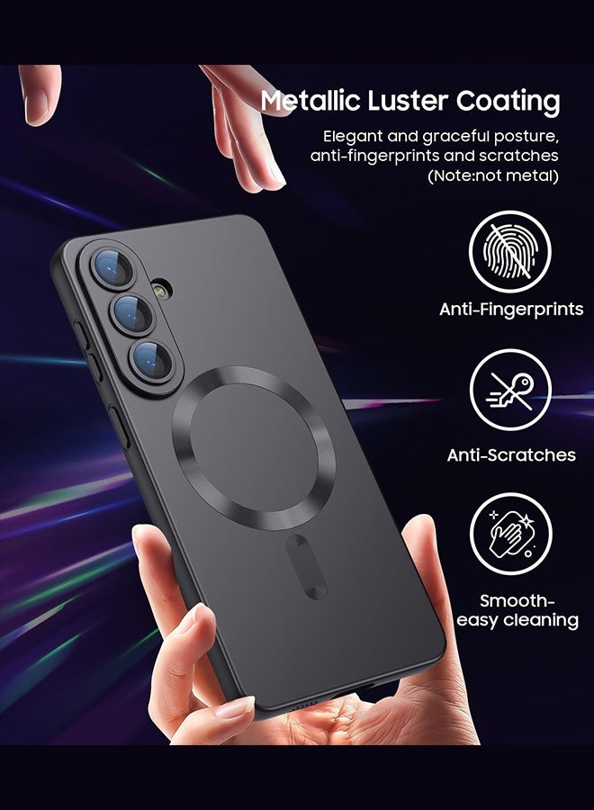Magnetic Case for Samsung Galaxy S26, [Strong Magnetic Compatibility][Reliable All-Round Protection][Glass Camera Lens Protector][Built-in Air Cushions][Premium Anti-Fingerprint Finish] Metallic Luster Coating Drop Protection Phone Case for Galaxy S26 6.3 inch, Black - Image 5