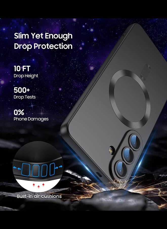 Magnetic Case for Samsung Galaxy S26, [Strong Magnetic Compatibility][Reliable All-Round Protection][Glass Camera Lens Protector][Built-in Air Cushions][Premium Anti-Fingerprint Finish] Metallic Luster Coating Drop Protection Phone Case for Galaxy S26 6.3 inch, Black - Image 3