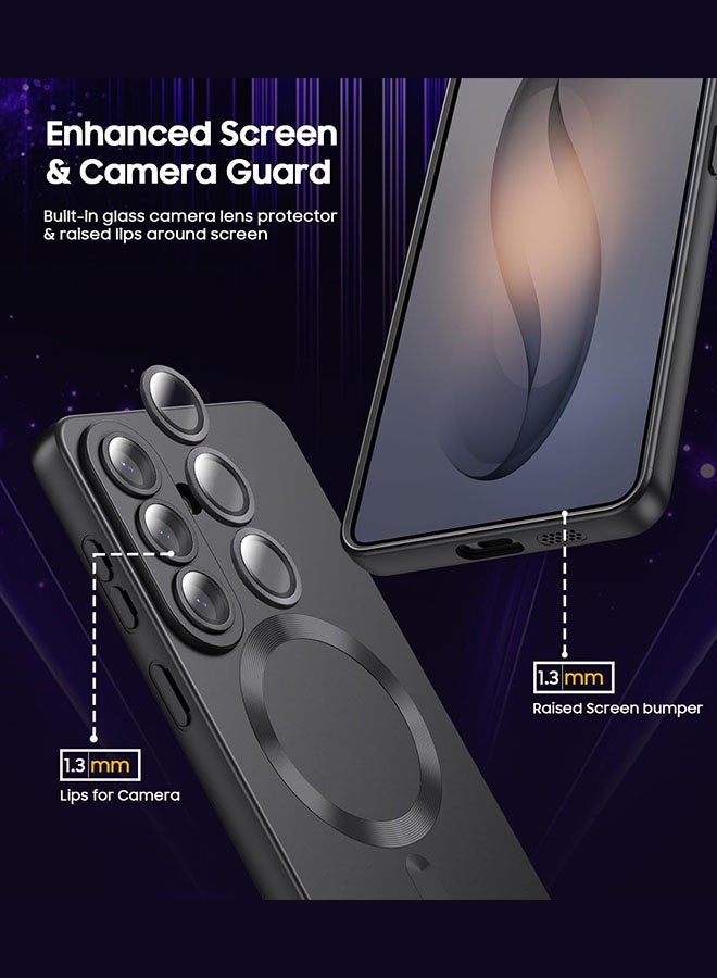 Magnetic Case for Samsung Galaxy S26, [Strong Magnetic Compatibility][Reliable All-Round Protection][Glass Camera Lens Protector][Built-in Air Cushions][Premium Anti-Fingerprint Finish] Metallic Luster Coating Drop Protection Phone Case for Galaxy S26 6.3 inch, Black - Image 2