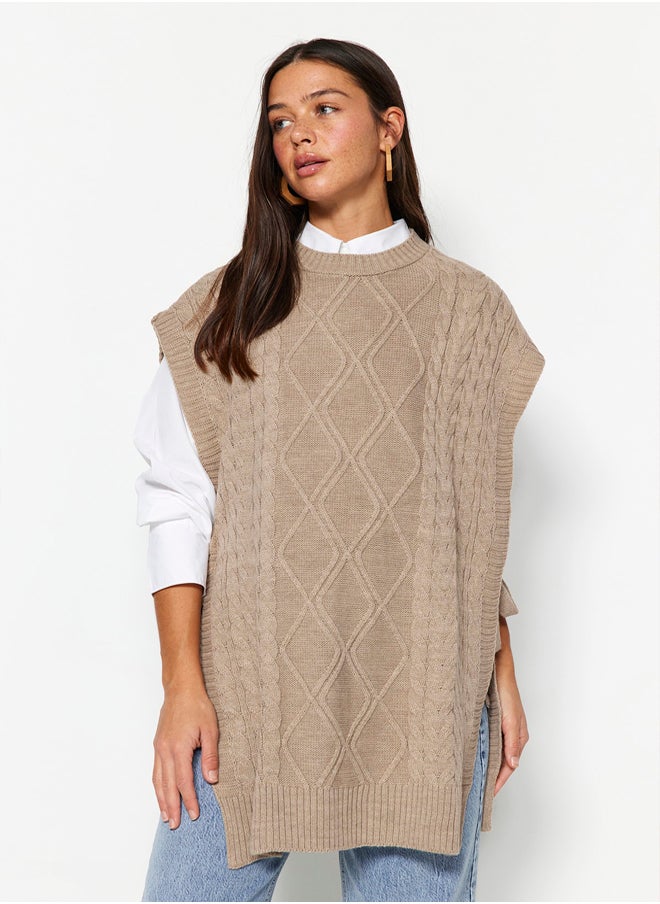 trendyol - Tie Stone Waist Braided Knitwear Sweater TCTAW22UV0018 - Image 1