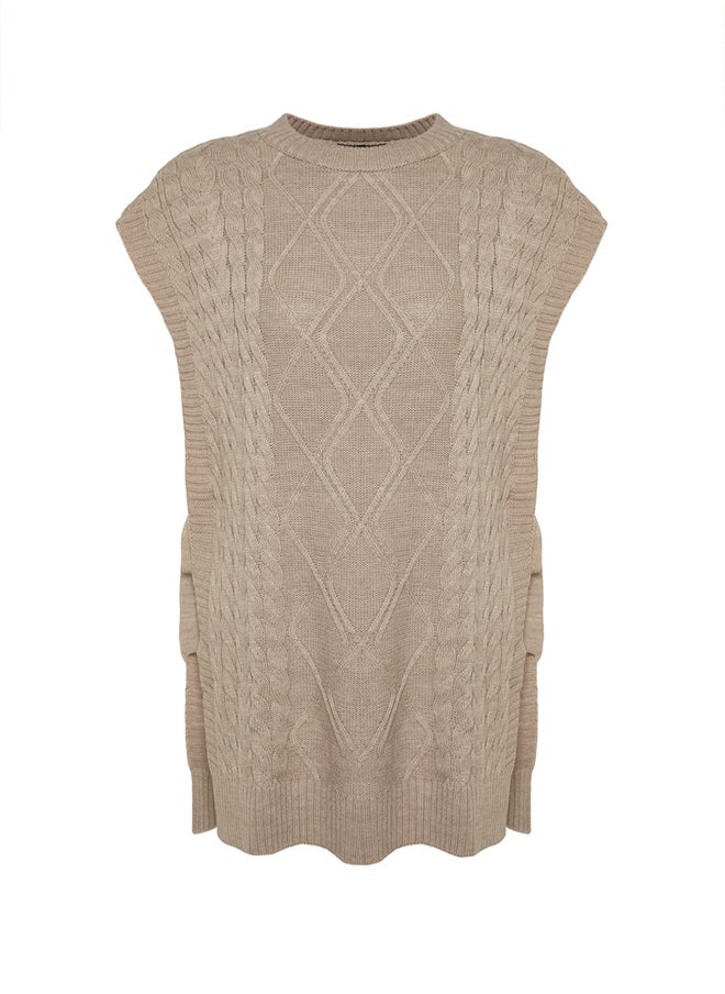 trendyol - Tie Stone Waist Braided Knitwear Sweater TCTAW22UV0018 - Image 1