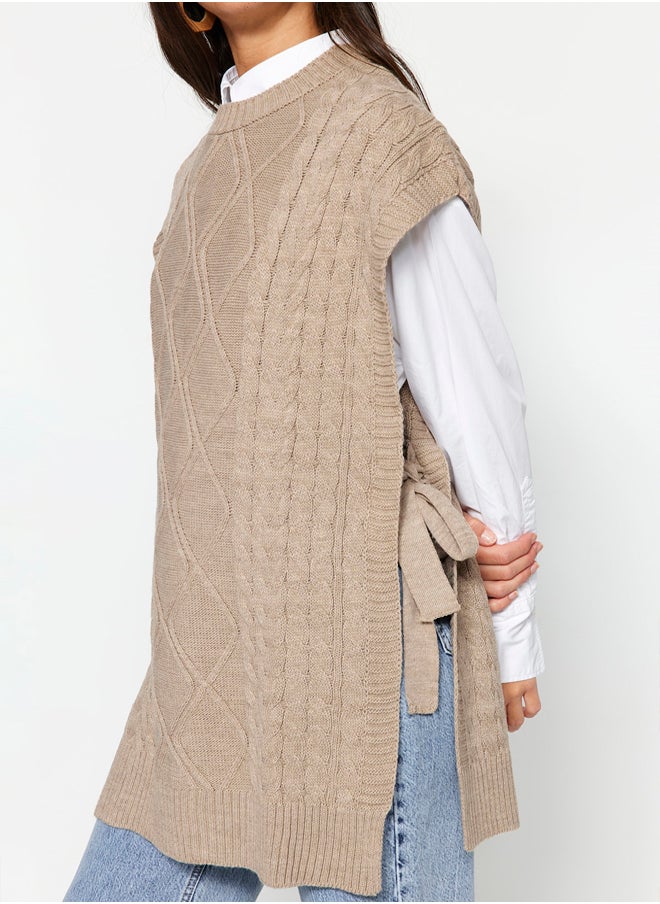 trendyol - Tie Stone Waist Braided Knitwear Sweater TCTAW22UV0018 - Image 1