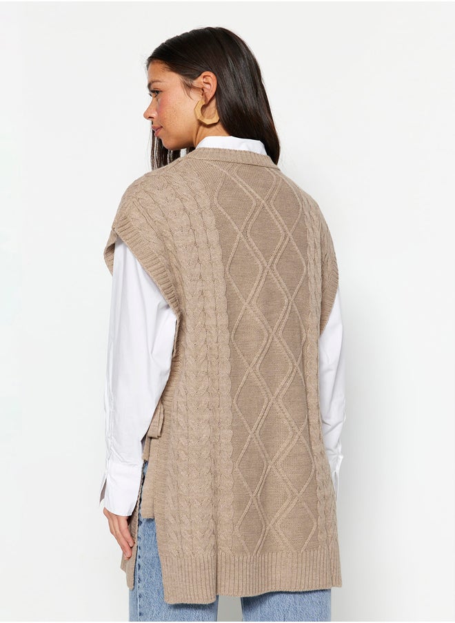 trendyol - Tie Stone Waist Braided Knitwear Sweater TCTAW22UV0018 - Image 1