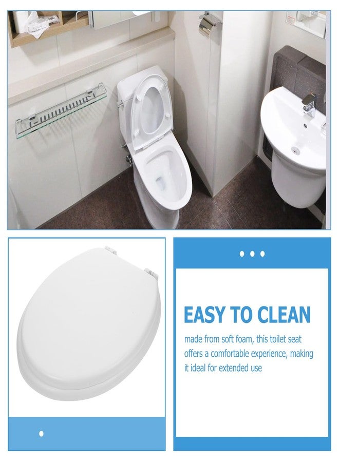 AUTSUPPL Soft Foam Elongated Toilet Seat Cushion, Universal Slow Closing Toilet Bowl Seat Replacement for Bathroom, White Compatible Mount, Padded Comfortable Fit for Seniors and Home Use - Image 5