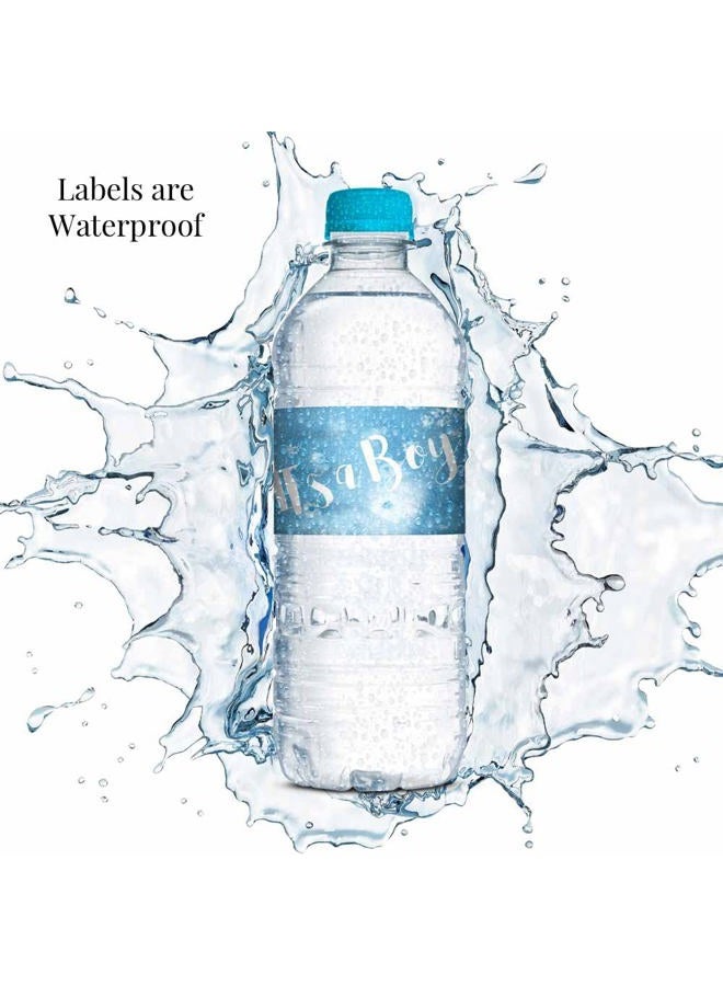 Amanda Creation Blue Watercolor It's a Boy Baby Shower Waterproof Water Bottle Sticker Wrappers 20 Wrap Around Labels Sized 1.75" x 8.5" by - Image 4