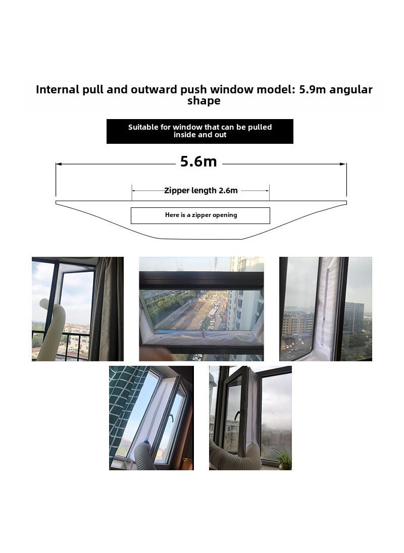1 x 5 pcs Mobile Air Conditioner Sealing Fabric White 5.6 m push window