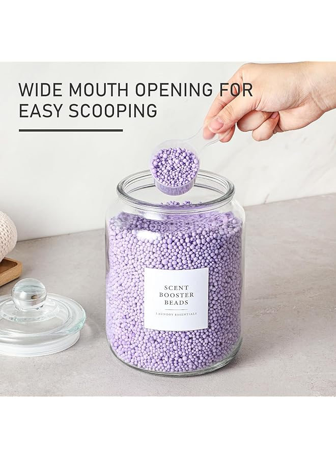 هوكور مرطبان زجاجيان مع غطاء وملصقات وملاعق. حاويات زجاجية لتنظيم وتخزين غرف الغسيل، مع مرطبان زجاجي محكم الإغلاق سعة نصف جالون، وحامل لمنظفات الغسيل، وكبسولات، وحبيبات معطرة. - Image 3