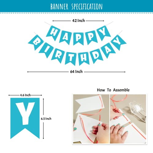 SpecialYou.in Birthday Decoration Items For Girls With Mermaid Theme Foil Balloon Set, Happy Birthday Paper Banner, Purple, Pearl White And Blue Balloons- 68 Pcs - Image 4
