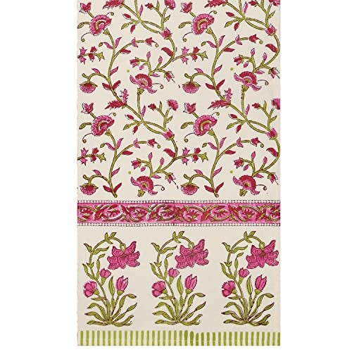 BLOCKS OF INDIA Cotton Hand Block Printed Table Runner for Center/Dining Table (Pink Flower 1) - Image 4