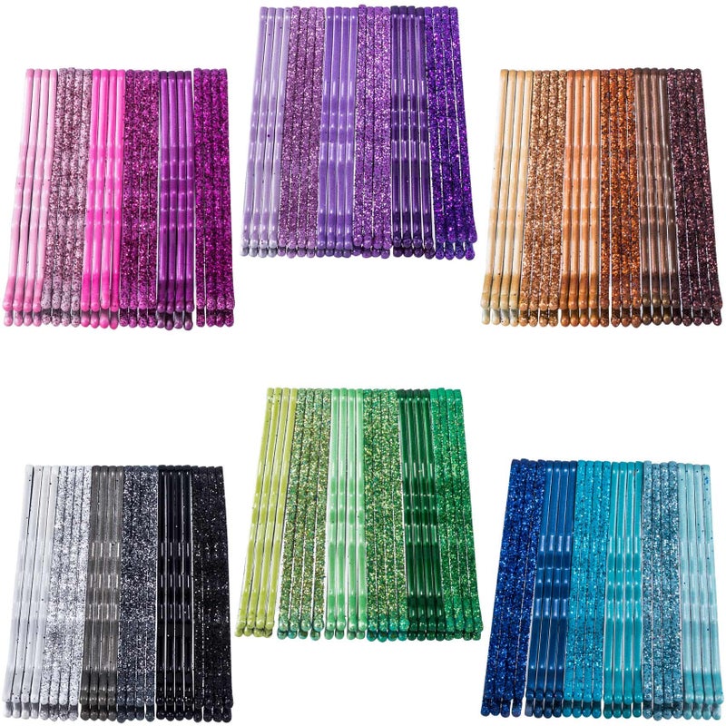 ANCIRS 144pcs Glittering Bobby Pins for Women Assorted Color Hair Styling Pins for Various Hairstyles Metal Invisible Hair Clips Barrettes Accessories for Girls Hair Grips