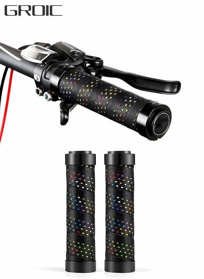 GROIC Bike Handlebar Grips, Double Lock-on Bicycle Grip Handle Bar, Anti-Slip Shock Absorbing  Soft Hand Grip Comfortable Ergonomic  for BMX, Mountain, MTB, Folding Bike  - Image 1